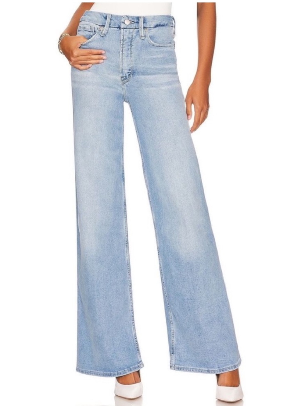 Good American Good Palazzo Stacked Jeans in Indigo135 SZ 2/26 EUC
